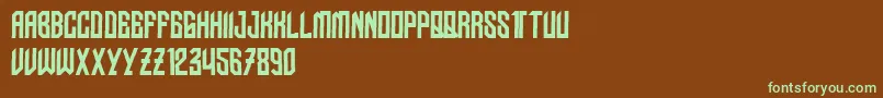 NudoDislocado-fontti – vihreät fontit ruskealla taustalla