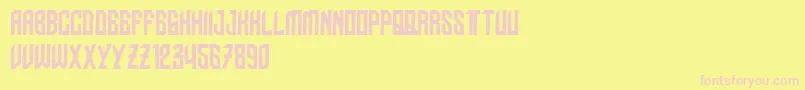 NudoDislocado-fontti – vaaleanpunaiset fontit keltaisella taustalla