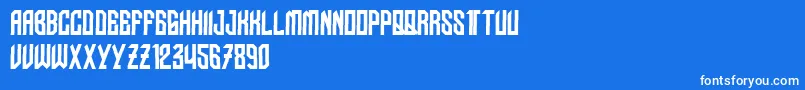 NudoDislocado-Schriftart – Weiße Schriften auf blauem Hintergrund