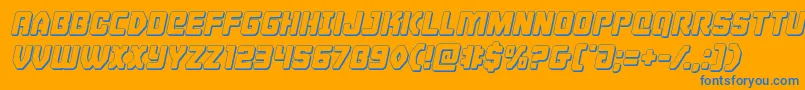 Cyborgrooster3Dital-Schriftart – Blaue Schriften auf orangefarbenem Hintergrund