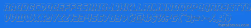 Cyborgrooster3Dital-Schriftart – Graue Schriften auf blauem Hintergrund