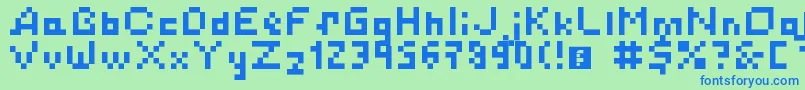 SimplePixelsLatinCyrillicKatakana Font – Blue Fonts on Green Background