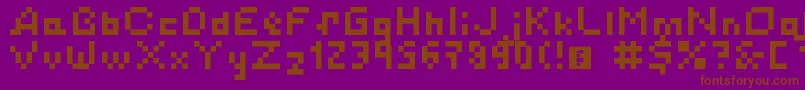 フォントSimplePixelsLatinCyrillicKatakana – 紫色の背景に茶色のフォント