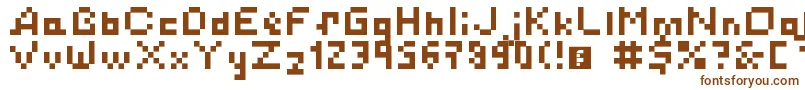 フォントSimplePixelsLatinCyrillicKatakana – 白い背景に茶色のフォント