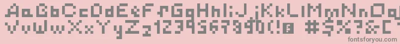 フォントSimplePixelsLatinCyrillicKatakana – ピンクの背景に灰色の文字