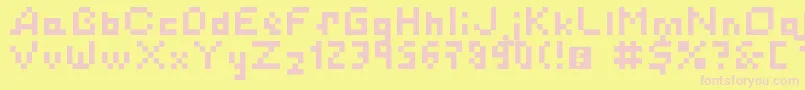SimplePixelsLatinCyrillicKatakana Font – Pink Fonts on Yellow Background