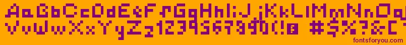 SimplePixelsLatinCyrillicKatakana-fontti – violetit fontit oranssilla taustalla