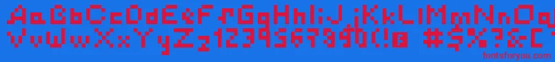 SimplePixelsLatinCyrillicKatakana-fontti – punaiset fontit sinisellä taustalla