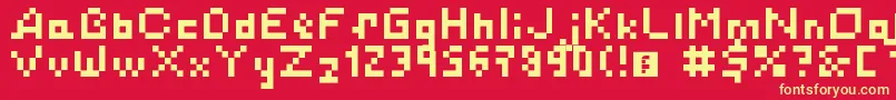 SimplePixelsLatinCyrillicKatakana Font – Yellow Fonts on Red Background