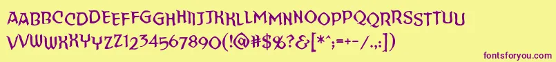 Straighttohell Sinner Bb Font – Purple Fonts on Yellow Background