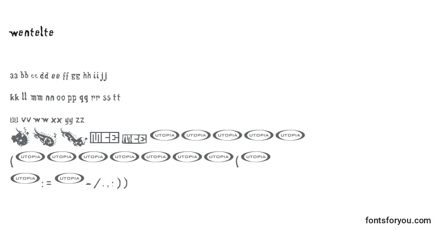 A fonte Wentelte – alfabeto, números, caracteres especiais