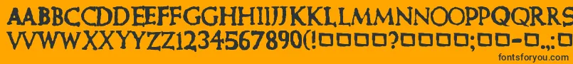 CurePictureShow-Schriftart – Schwarze Schriften auf orangefarbenem Hintergrund