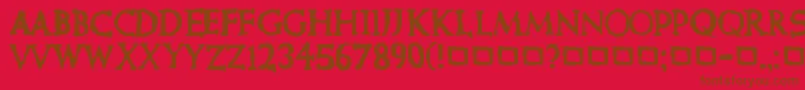 CurePictureShow-Schriftart – Braune Schriften auf rotem Hintergrund
