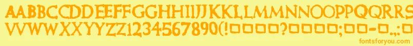 CurePictureShow-Schriftart – Orangefarbene Schriften auf gelbem Hintergrund