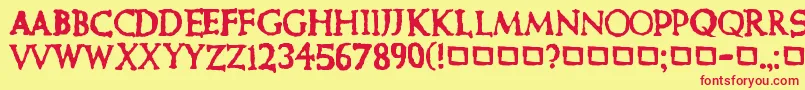 CurePictureShow Font – Red Fonts on Yellow Background