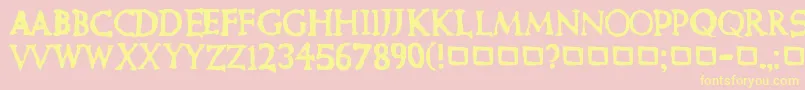 CurePictureShow-Schriftart – Gelbe Schriften auf rosa Hintergrund
