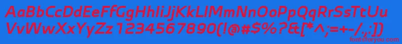 AutobahnProBoldItalic Font – Red Fonts on Blue Background