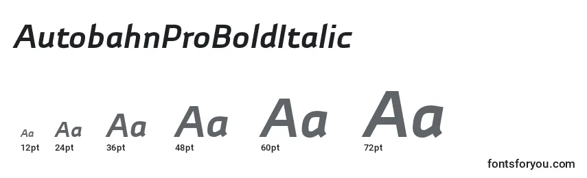 Размеры шрифта AutobahnProBoldItalic