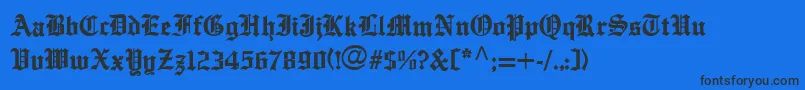 EnglishTowneMedium-Schriftart – Schwarze Schriften auf blauem Hintergrund