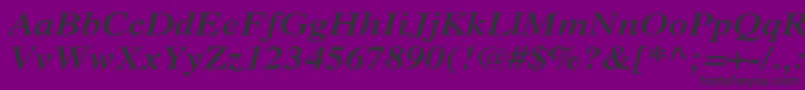 XeroxSerifWideBoldItalic-fontti – mustat fontit violetilla taustalla
