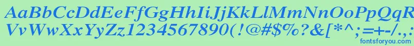 Шрифт XeroxSerifWideBoldItalic – синие шрифты на зелёном фоне