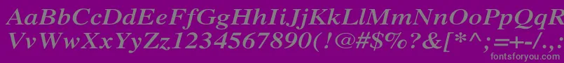 XeroxSerifWideBoldItalic-fontti – harmaat kirjasimet violetilla taustalla