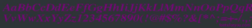 XeroxSerifWideBoldItalic-fontti – violetit fontit mustalla taustalla