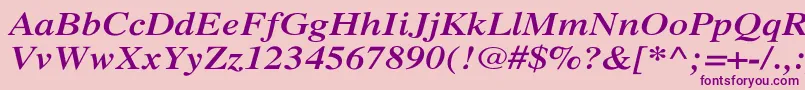 XeroxSerifWideBoldItalic-fontti – violetit fontit vaaleanpunaisella taustalla