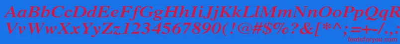 フォントXeroxSerifWideBoldItalic – 赤い文字の青い背景