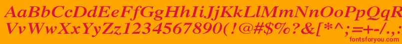 フォントXeroxSerifWideBoldItalic – オレンジの背景に赤い文字