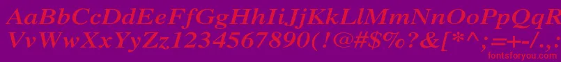 Czcionka XeroxSerifWideBoldItalic – czerwone czcionki na fioletowym tle