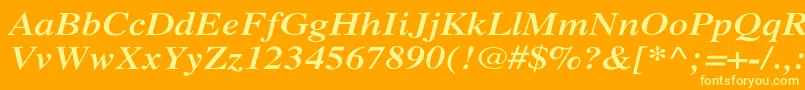 Шрифт XeroxSerifWideBoldItalic – жёлтые шрифты на оранжевом фоне