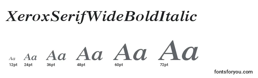 XeroxSerifWideBoldItalic Font Sizes