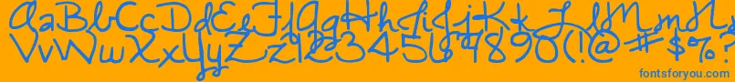DjbMiascript-Schriftart – Blaue Schriften auf orangefarbenem Hintergrund