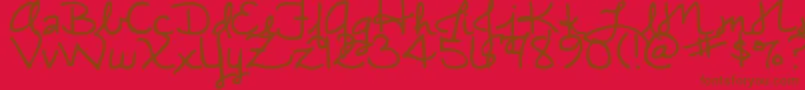 DjbMiascript-Schriftart – Braune Schriften auf rotem Hintergrund