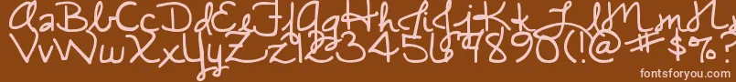 DjbMiascript-Schriftart – Rosa Schriften auf braunem Hintergrund