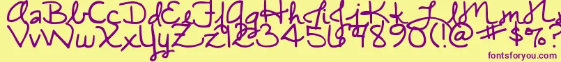 DjbMiascript Font – Purple Fonts on Yellow Background