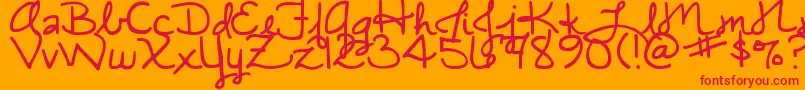 DjbMiascript-Schriftart – Rote Schriften auf orangefarbenem Hintergrund