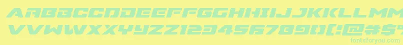 フォントSupercommandoexpandital – 黄色い背景に緑の文字