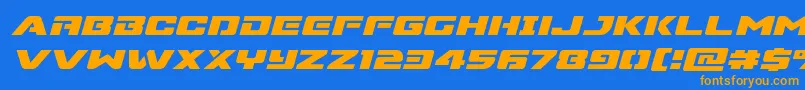 Supercommandoexpandital Font – Orange Fonts on Blue Background