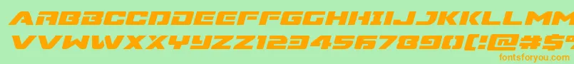 Supercommandoexpandital-Schriftart – Orangefarbene Schriften auf grünem Hintergrund