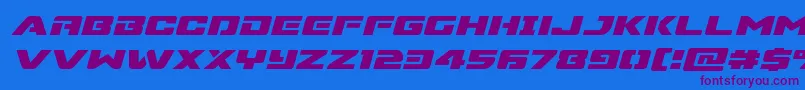 Supercommandoexpandital Font – Purple Fonts on Blue Background