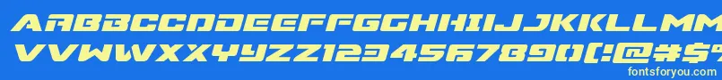 Supercommandoexpandital Font – Yellow Fonts on Blue Background