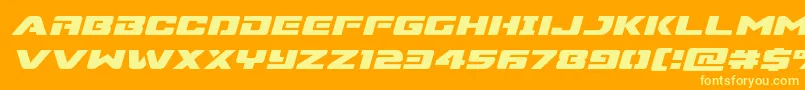 Supercommandoexpandital Font – Yellow Fonts on Orange Background