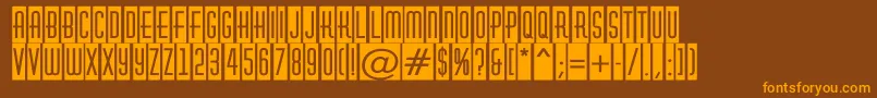 HuxleycmRegular-Schriftart – Orangefarbene Schriften auf braunem Hintergrund