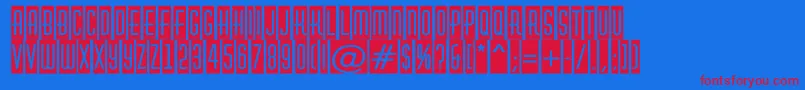 HuxleycmRegular Font – Red Fonts on Blue Background