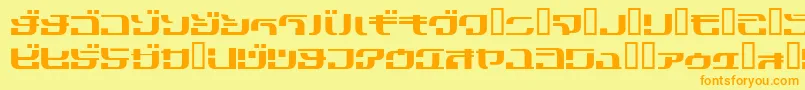 フォントCobra3Kn – オレンジの文字が黄色の背景にあります。