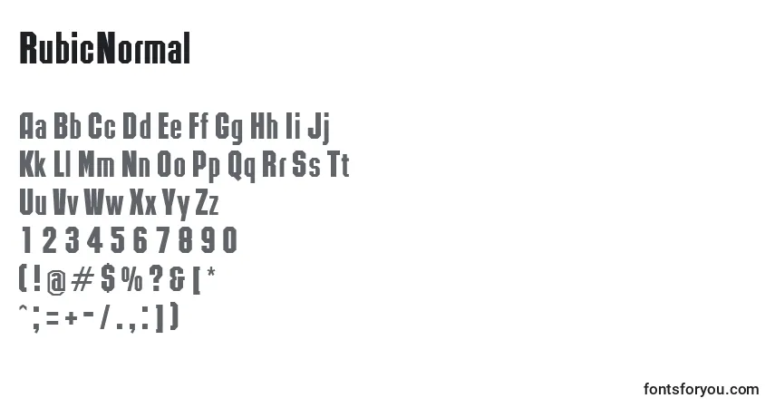 Czcionka RubicNormal – alfabet, cyfry, specjalne znaki