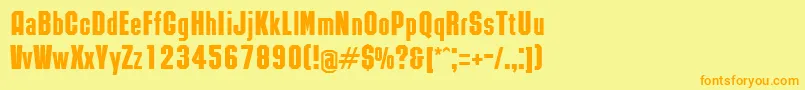 フォントRubicNormal – オレンジの文字が黄色の背景にあります。