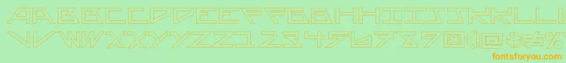 フォントAsteriskHollowbold – オレンジの文字が緑の背景にあります。